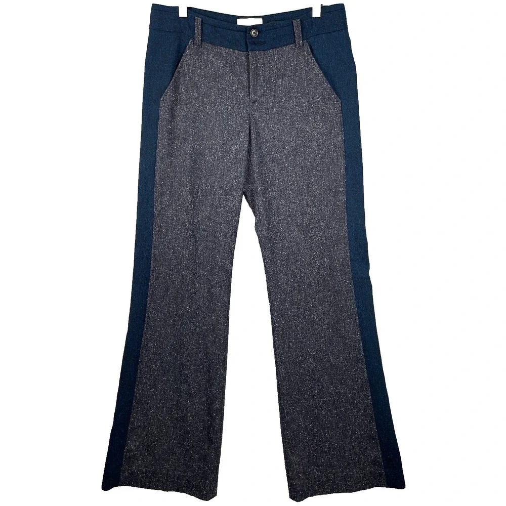 Anthropologie Elevenses Pants Sz 8 The Brighton Flecked Colorblock Tweed Trouser